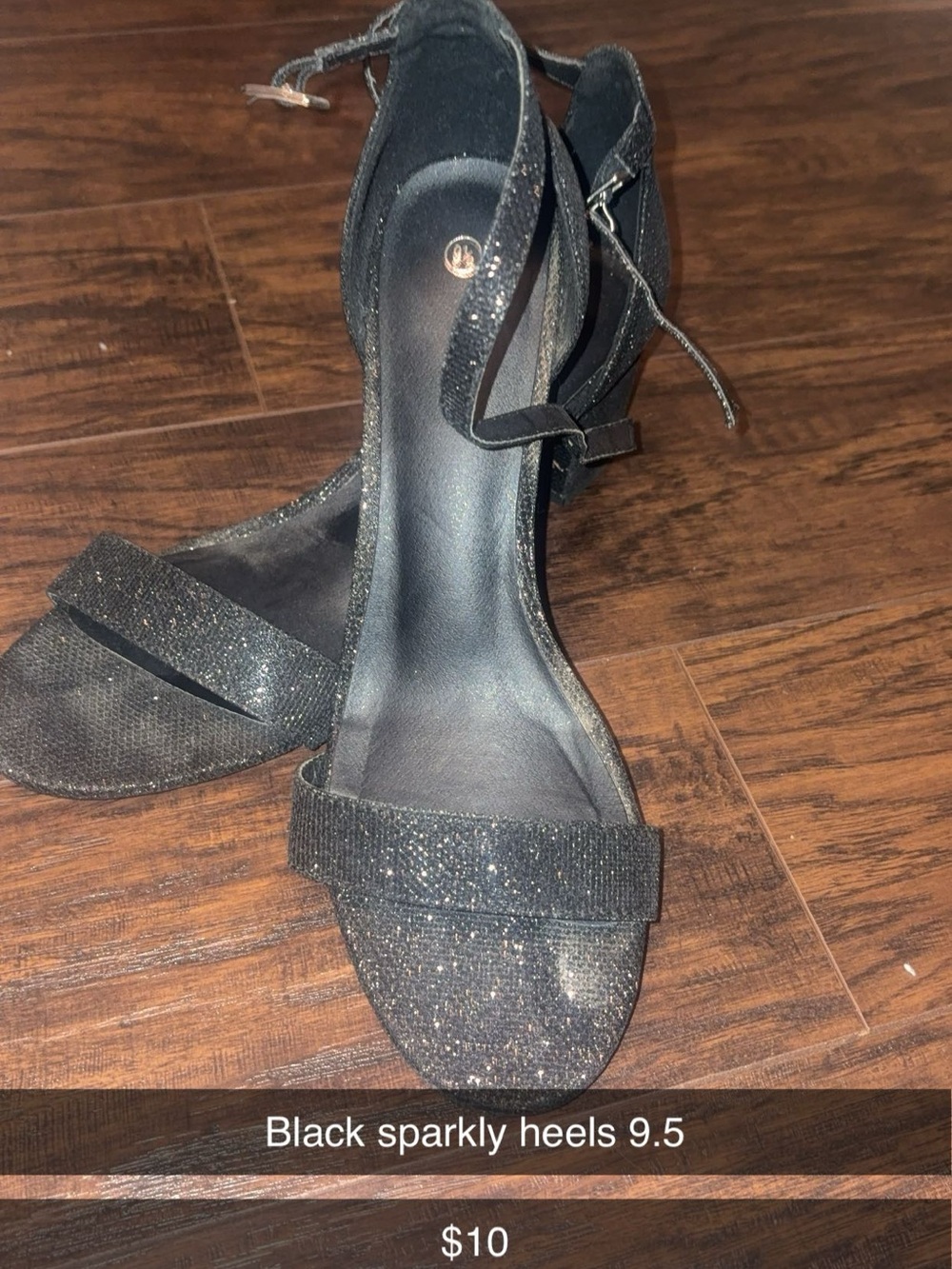 Amazon Black Sparkle Ankle-Strap Heels